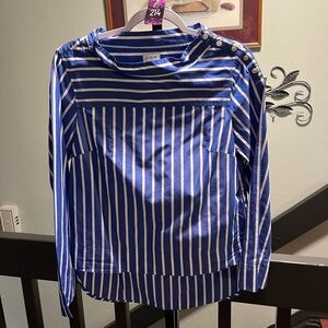 J. Crew Kids Navy and White Striped Button Down Shirt